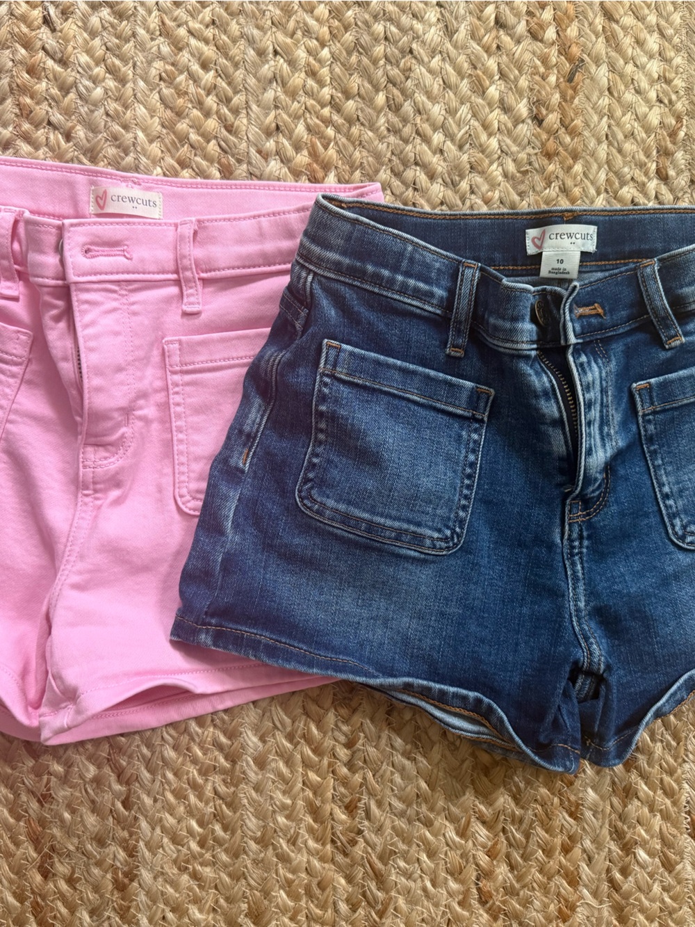 Crewcuts Pink Cotton Short & Dark Blue Denim Short